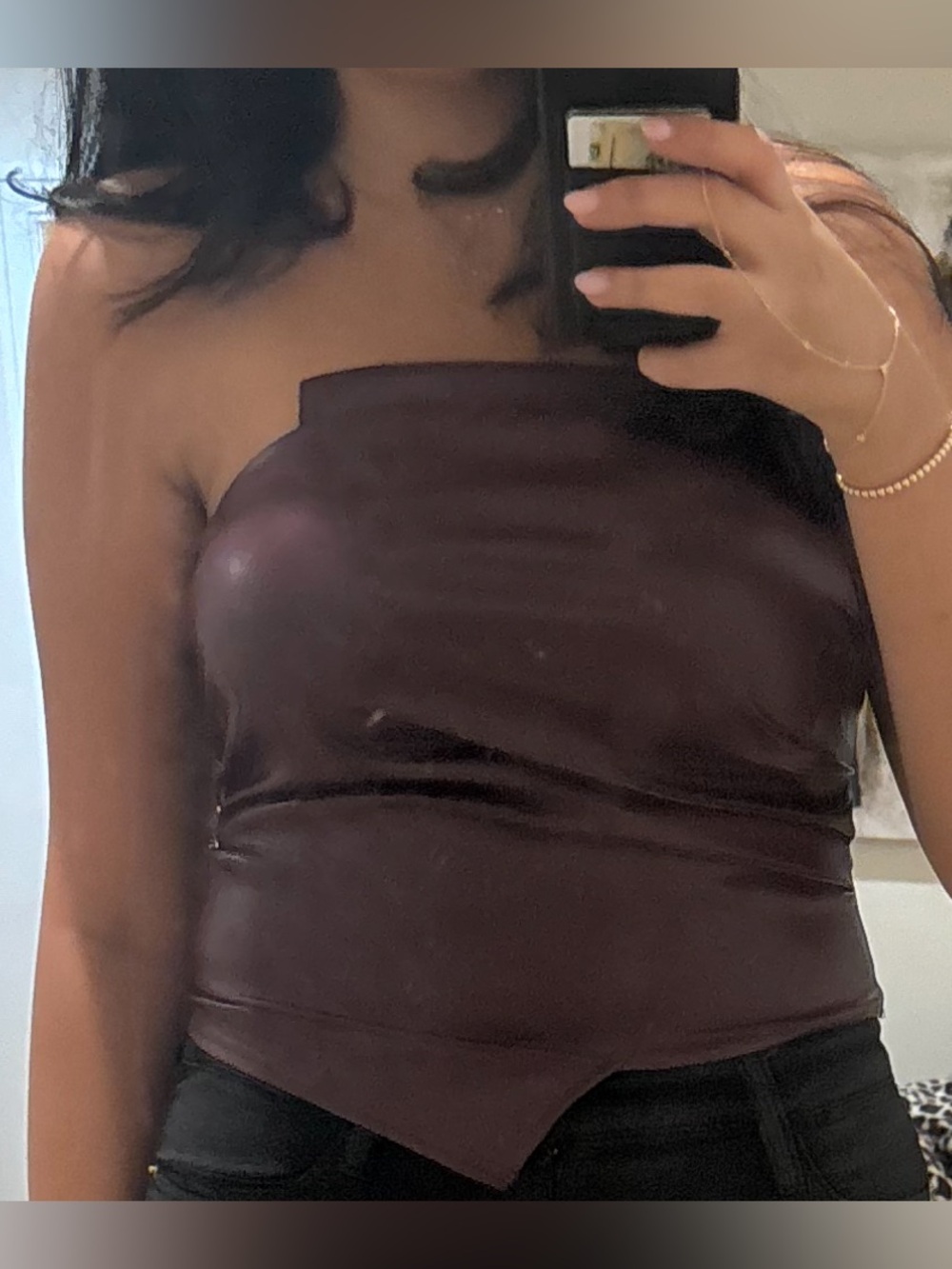Strapless Burgundy Satin Tube Top